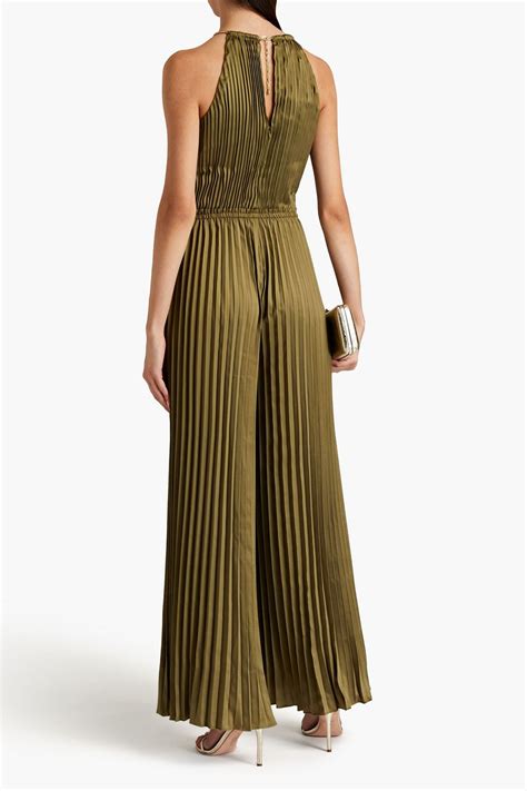 michael kors gold jumpsuit|Michael Kors pleated jumpsuit.